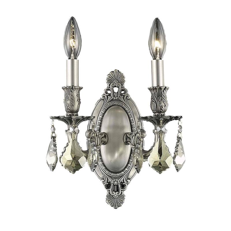 Somette Aubonne Royal Cut Crystal and Pewter 2-light Wall Sconce - Aubonne Pewter 2-Light Wall Sconce