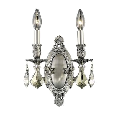 Somette Aubonne Royal Cut Crystal and Pewter 2-light Wall Sconce