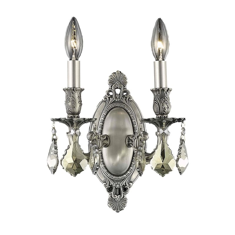 Somette Aubonne Royal Cut Crystal and Pewter 2-light Wall Sconce