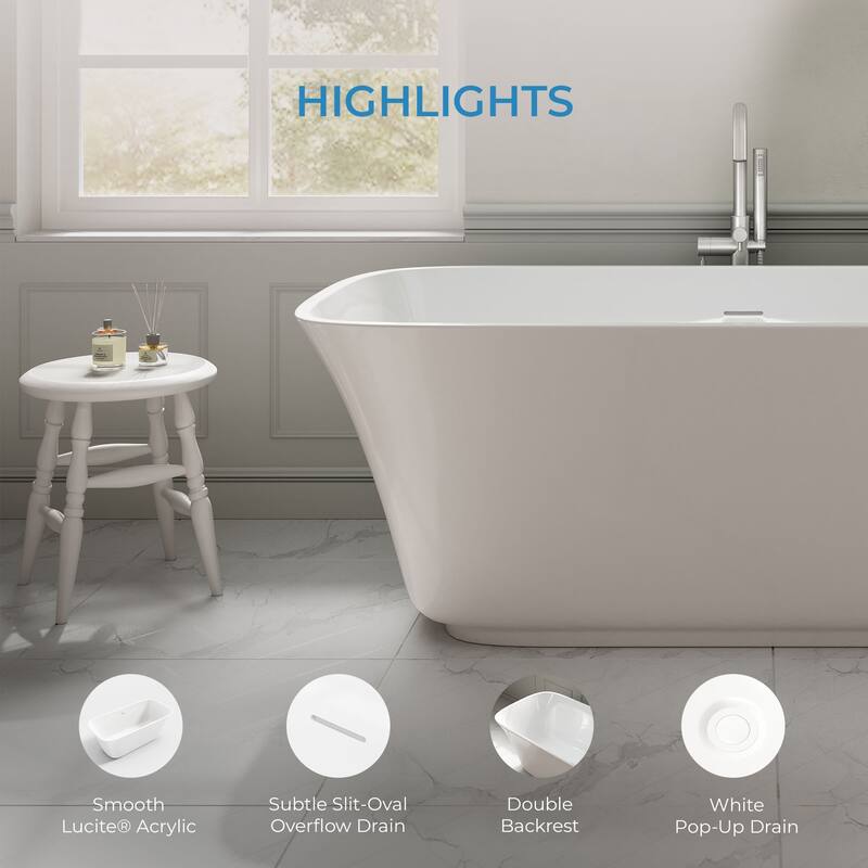 OVE Aveline 60-inch Free-Standing Bathtub in Glossy White