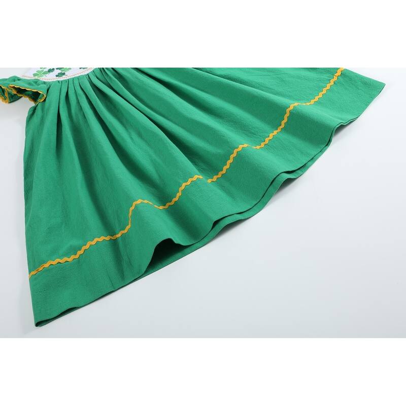 Lil Cactus St. Patrick's Day Shamrock Green Smocked Bishop Dress