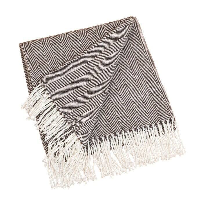 Saro Acrylic Herringbone Throw - Chocolate