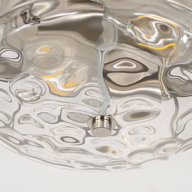 2-Light Flush Mount Glass Ceiling Light with Metal Frame - N/A