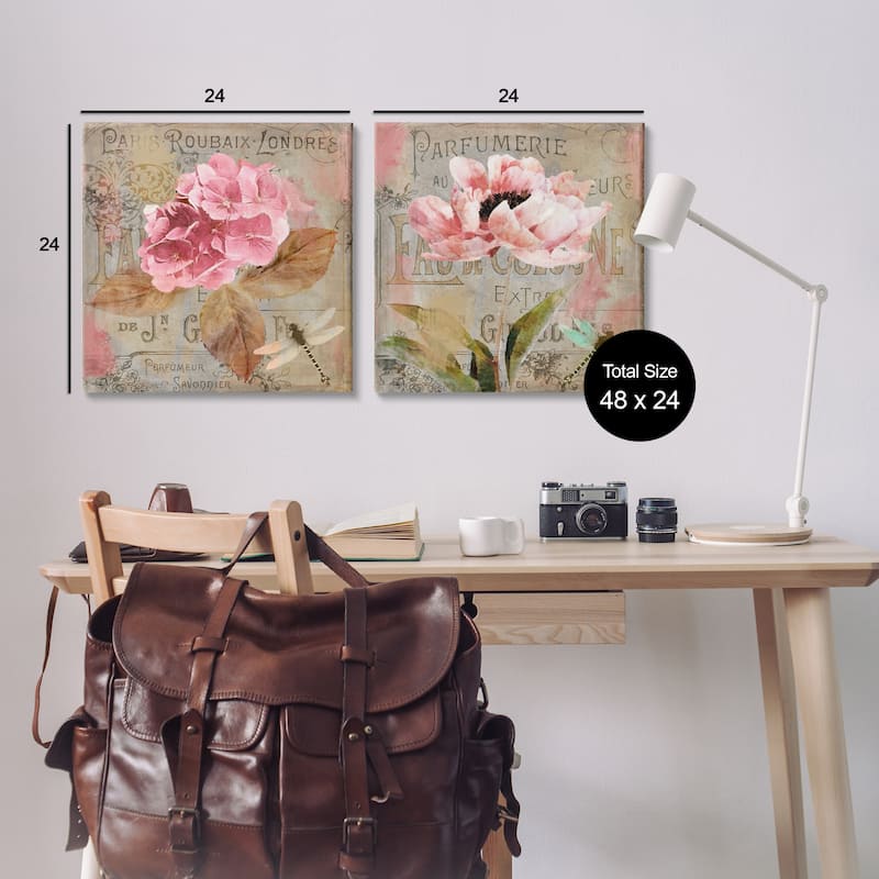 Stupell Vintage Collage French Florals Canvas Wall Art Design By Sasha (Set of 2)