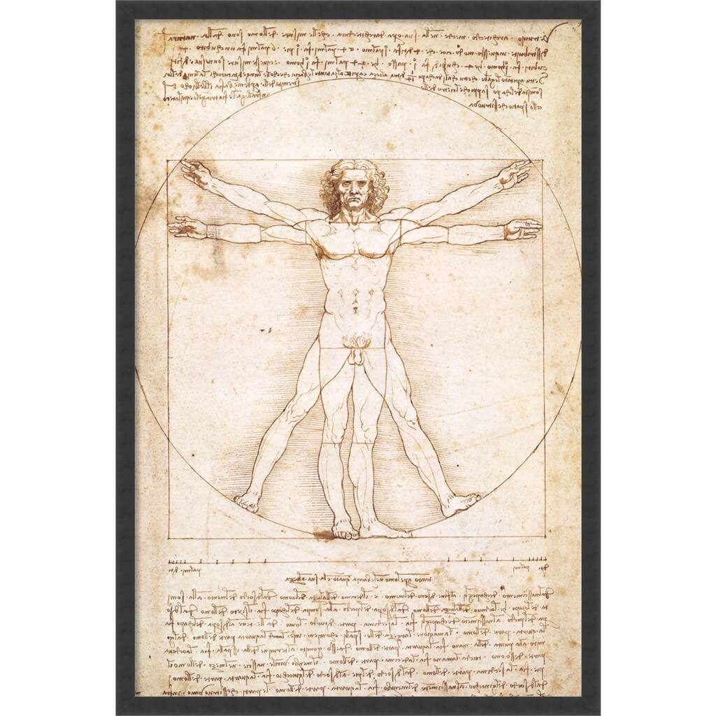 Framed Art Print Proportions of the Human Figure (Vitruvian Man) 26x38