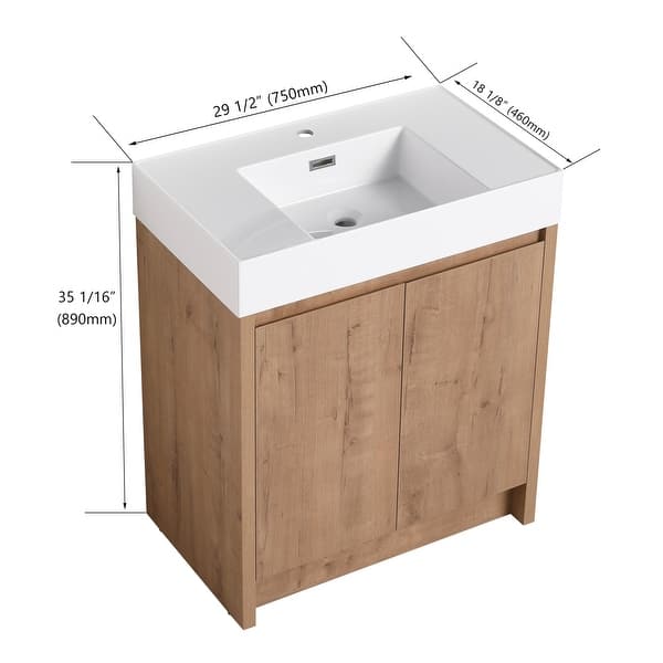 dimension image slide 0 of 9, Beingnext 24"/30"/48"/60" Bathroom Vanity with Sink, Freestanding Bathroom Vanity with Soft Close Door and Shelf