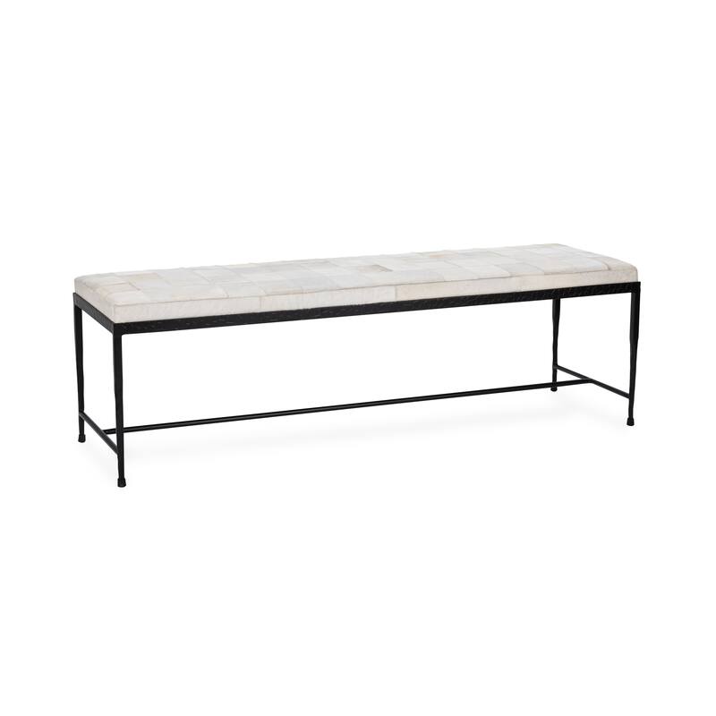 Classic Home Achen Leather Hide Ottoman Bench
