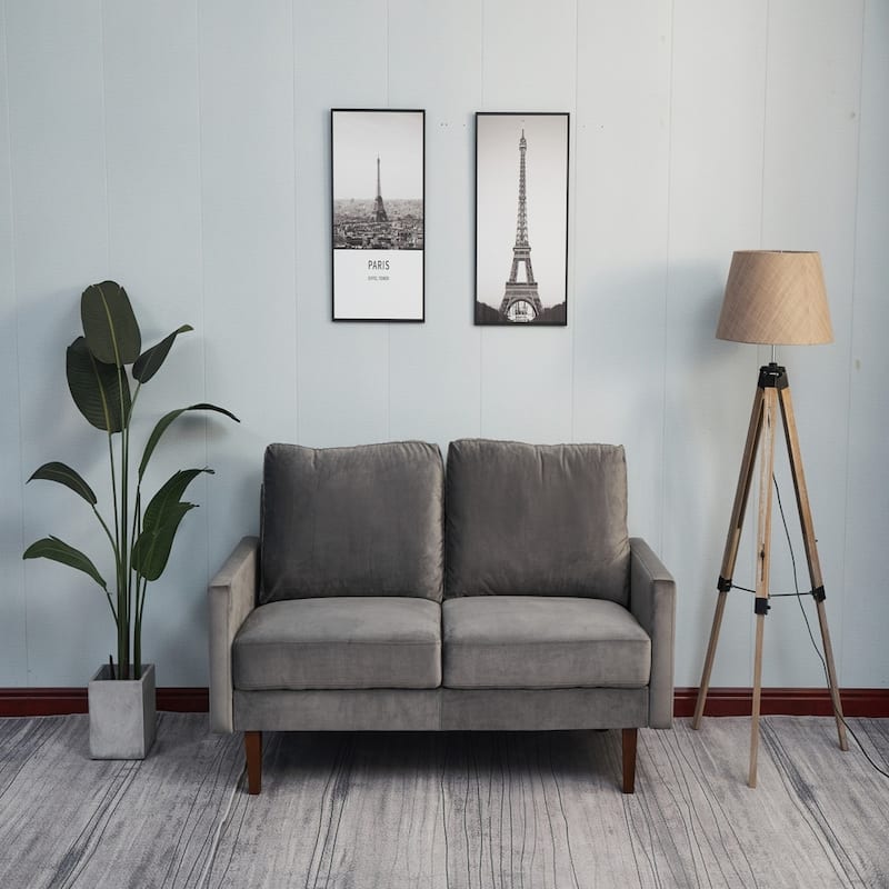 Luxury Sofa, Plush Microfiber, High-Density Foam Comfort - Grey