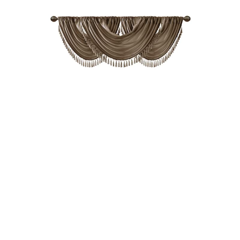 Madison Park Juline Faux Silk Waterfall Embellished Valance - 38 x 46"