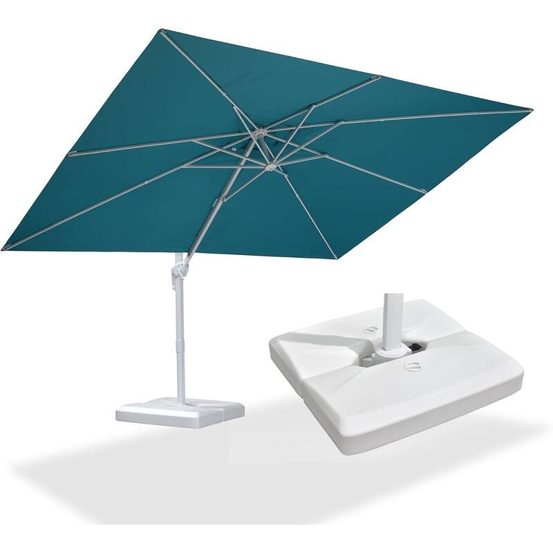 PURPLE LEAF White Rectangle Cantilever Patio Umbrella With Base