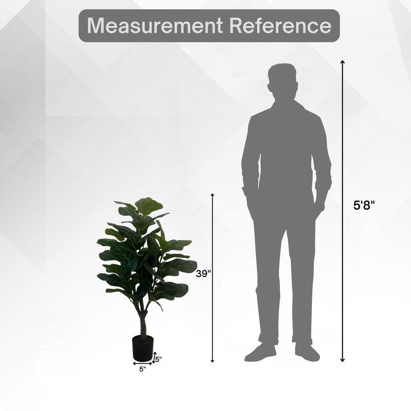 XBrand 39.4" Artificial Fiddle Leaf Fig Tree - Realistic Faux Indoor Plant, Adjustable Branches, Maintenance-Free