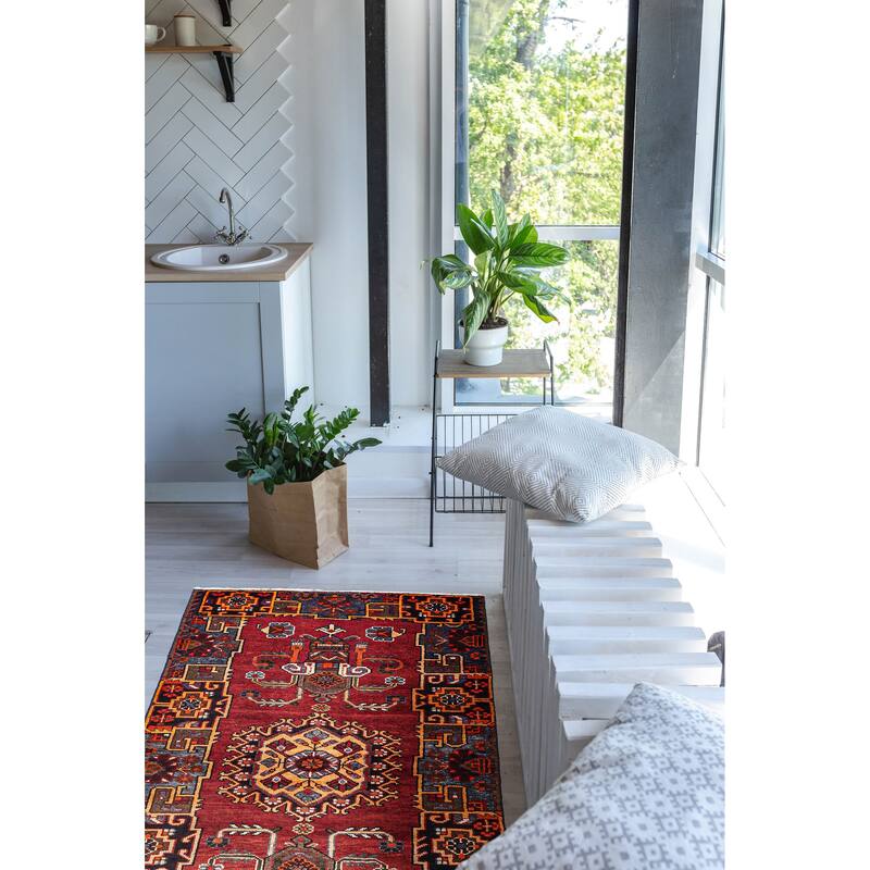 ECARPETGALLERY Hand-knotted Konya Anatolian Red Wool Rug - 3'11 x 7'4