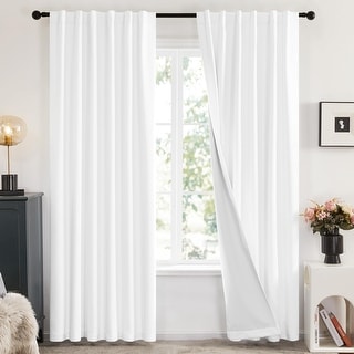 Blackout Curtains White Window Treatments Draperies for Bedroom 2 Panels