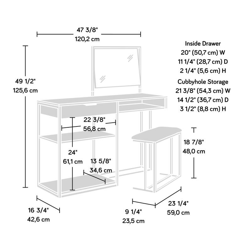 Wood Vanity with Chic Storage, Brown - 47.32" W x 16.77" D x 49.45" H