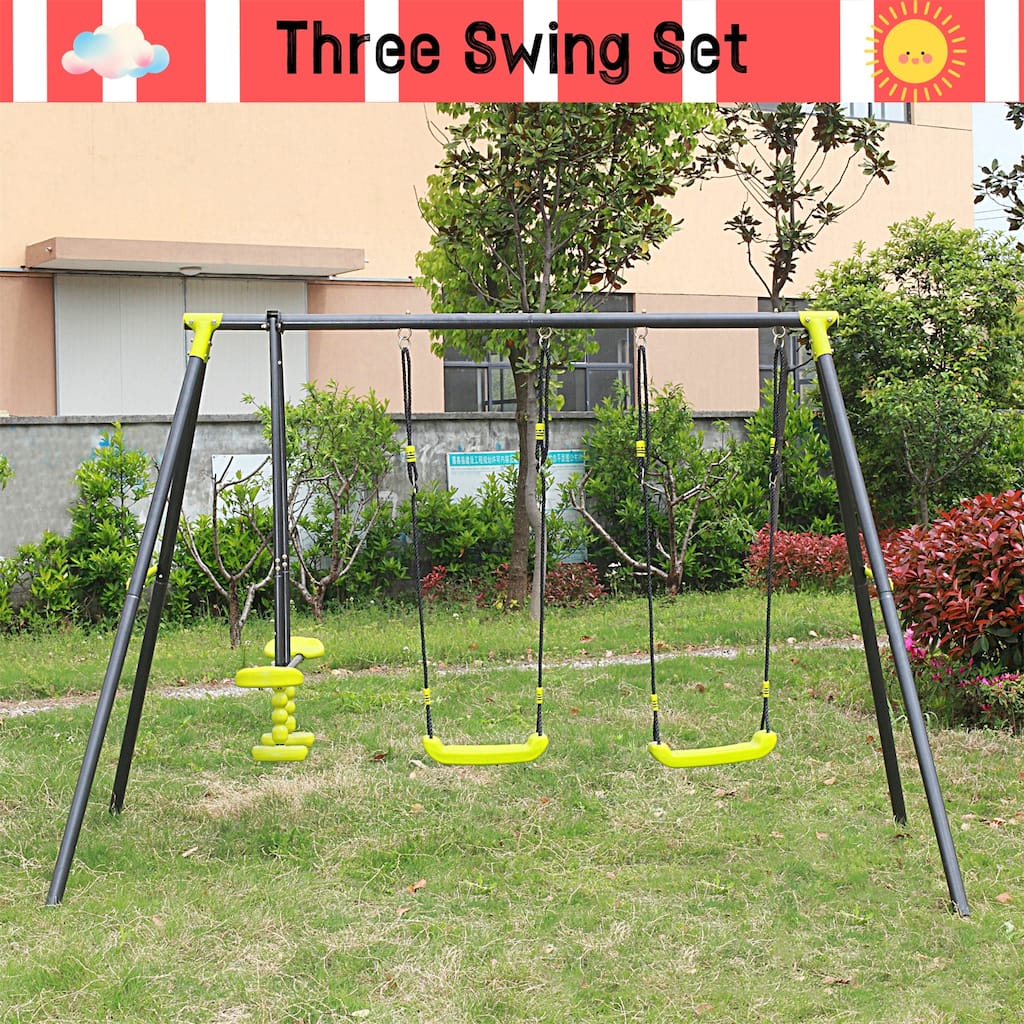Interesting Triple Children Mental Safe Swing Set