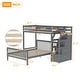 preview thumbnail 4 of 7, Twin Over Full Bunk Bed, Wood L-Shaped Bunk Beds with Storage Stairs,Bunk Bed Frame with Guardrails and Ladder,Gray