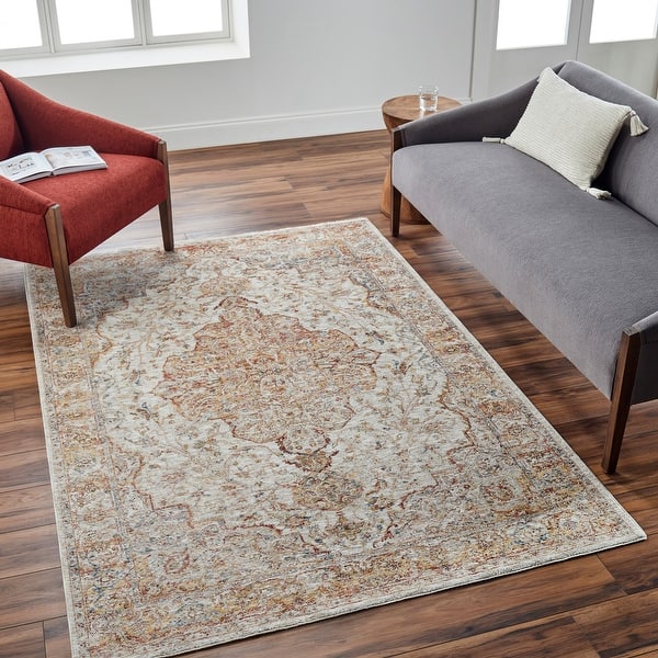 slide 2 of 14, Kaiya Traditional Area Rug Ivory/Tan - 2' 7" x 10' - Runner