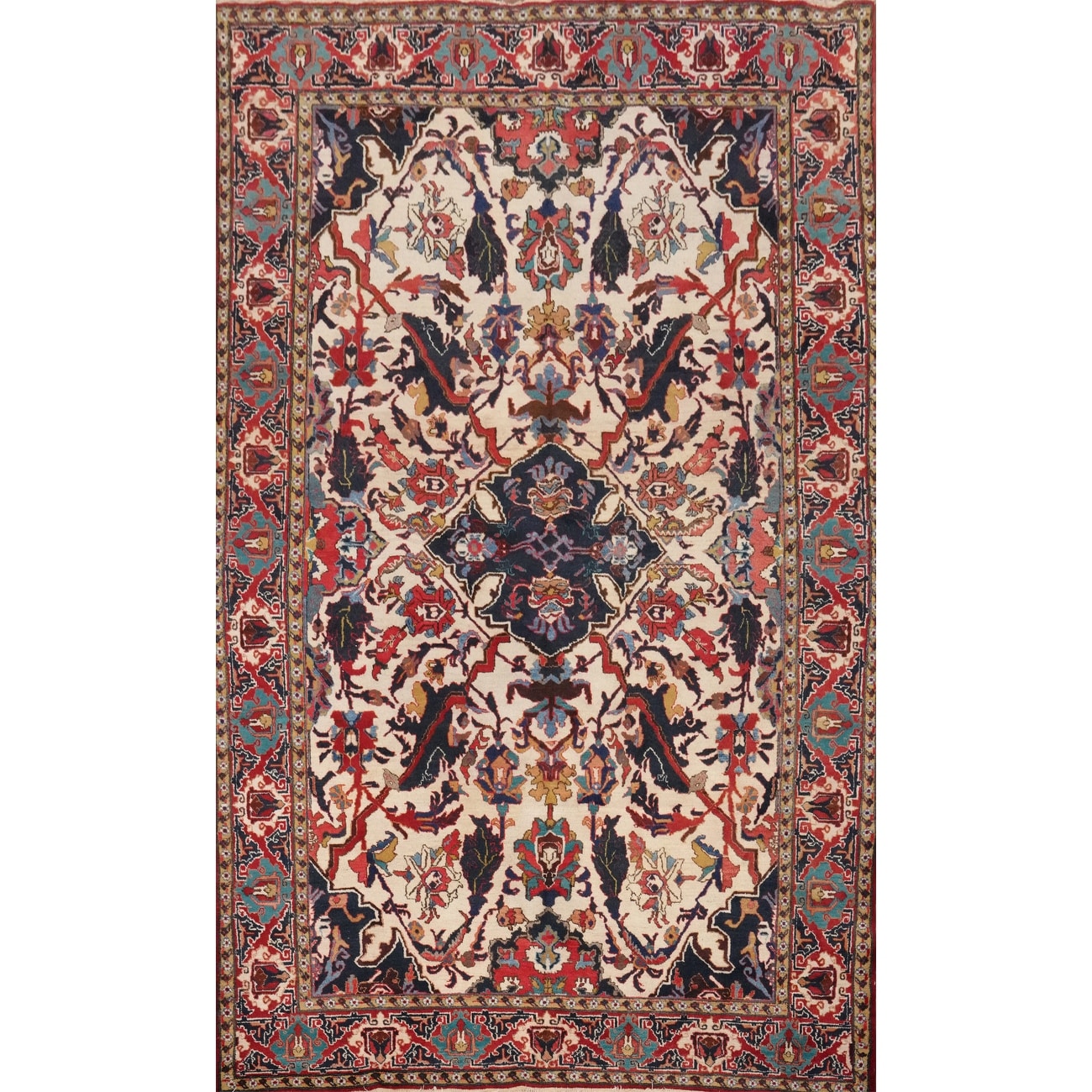 Hand Knotted Oriental 100% Wool Carpet Traditional Floral Beige & Ivories Tabriz Area Rug - 11' 2'' X 7' 4''