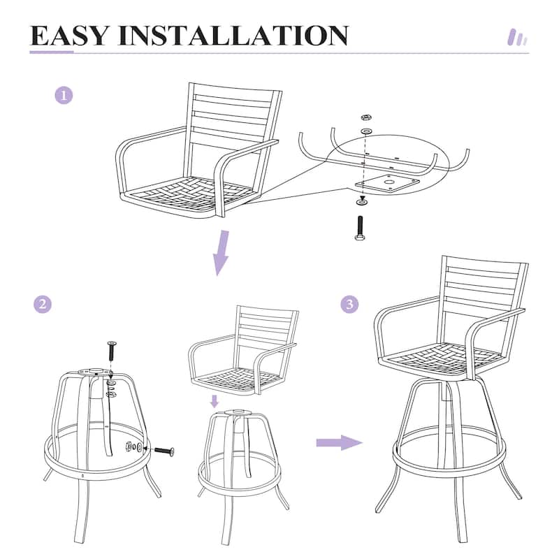 Crestlive Outdoor Cast Aluminum Swivel Bar Stool with Sunbrella Cushion - 18.5" W x 18.5" D x 45.67" H