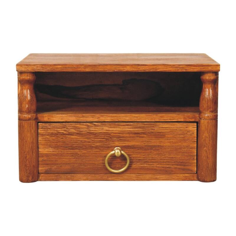 Artisan Furniture Solid Wood Turned Pillar Wall Nightstand, Brown