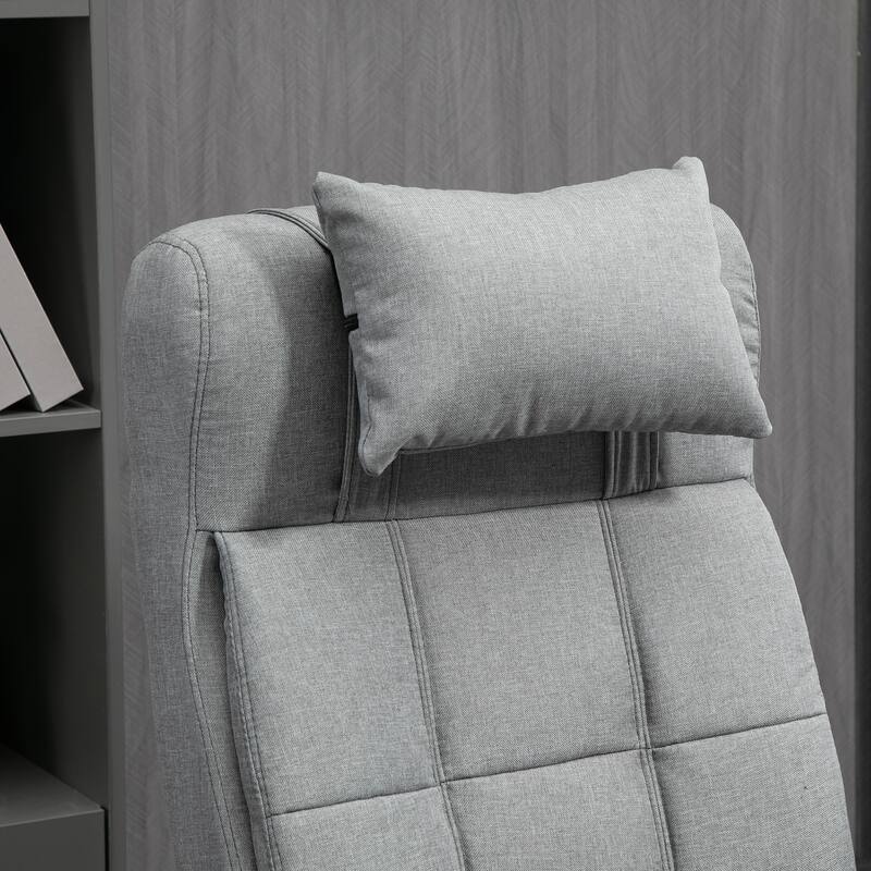 Breathable Linen-Feel Swivel Task Chair with Padded Armrests, Headrest Pillow, and Reclining Function for Comfort and Style