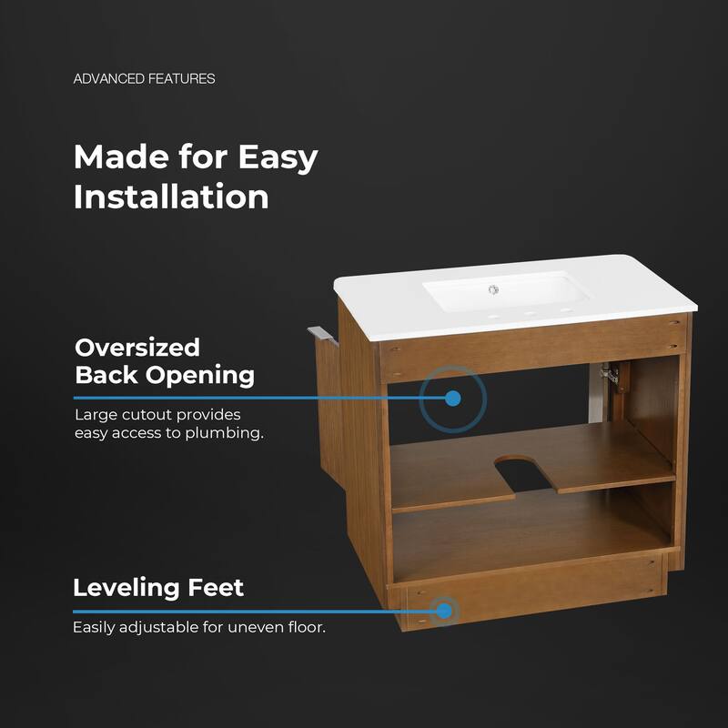 OVE Xander Bathroom Vanity with White Engineered Stone Top