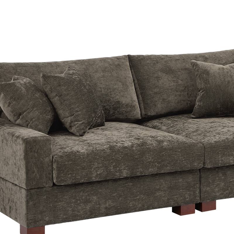 Modern Upholstered Chenille Modular Sectional Sofa with Pillow