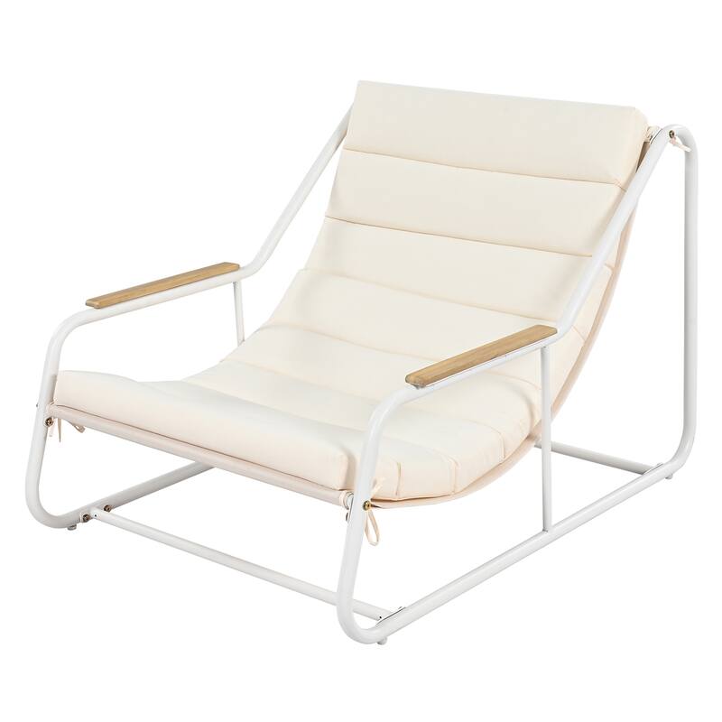 Outdoor Chaise Lounge Set w/ Acacia Side Table, Pool/Lawn/Deck, 3 Pcs