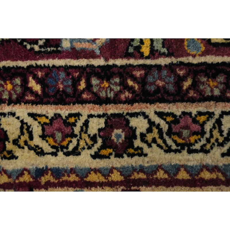 Hand Knotted Oriental 100% Wool Carpet Traditional Floral Beige & Ivories Mashad Area Rug - 6' 4'' X 4' 7''