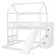 preview thumbnail 11 of 38, Friendly Design Twin Over Twin Bunk Bed with Two Drawers and Slide, House Bed with Slide