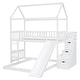 preview thumbnail 11 of 38, Friendly Design Twin over Twin Bunk Bed with Two Drawers and Slide, House Bed with Slide