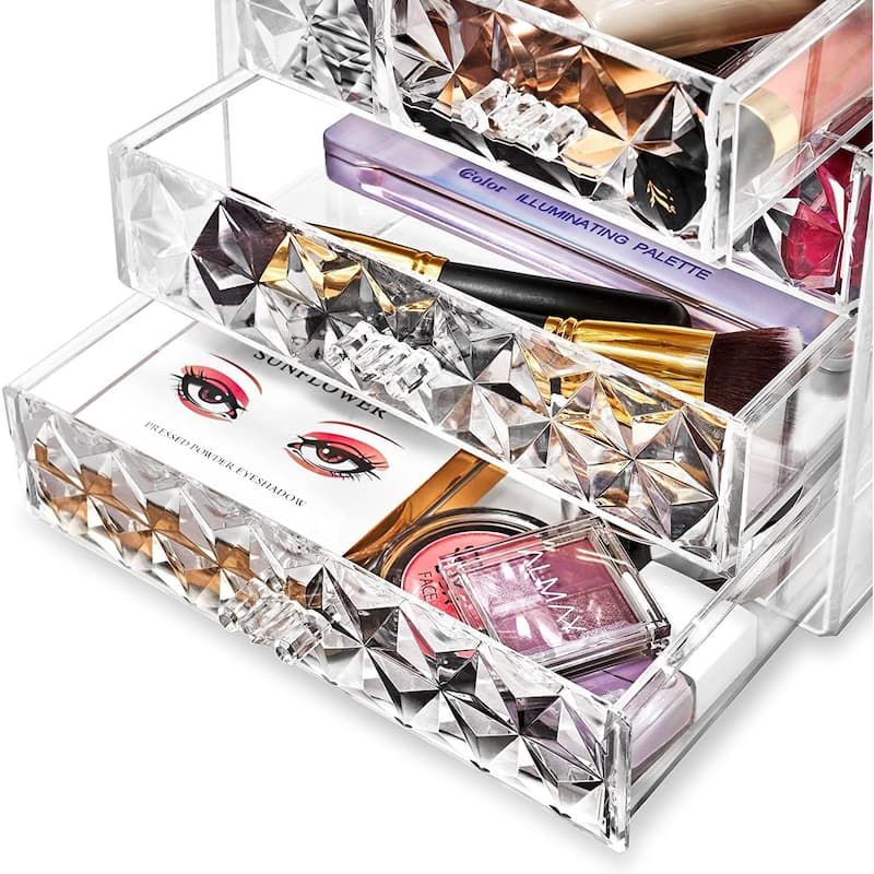 Sorbus Cosmetics and Jewelry Big Storage Case Display - Stylish Vanity, Bathroom Case (3 Large, 4 Small Drawers)