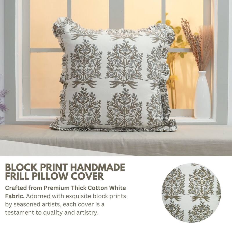 Elegant Pattern Grey Cotton Decor Cushion Cover- Vrindavan