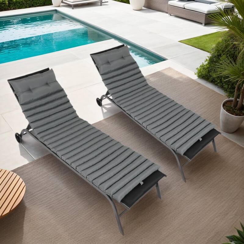 GDFStudio Arth Outdoor Chaise Lounge Cushion (Set of 2),ONLY CUSHIONS