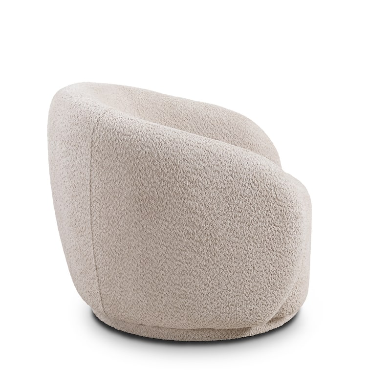 Boucle Fabric Swivel Accent Chairs (Set of 2) with Solid Wood Frames, 360° Swivel Base, and High-Density Foam Cushions