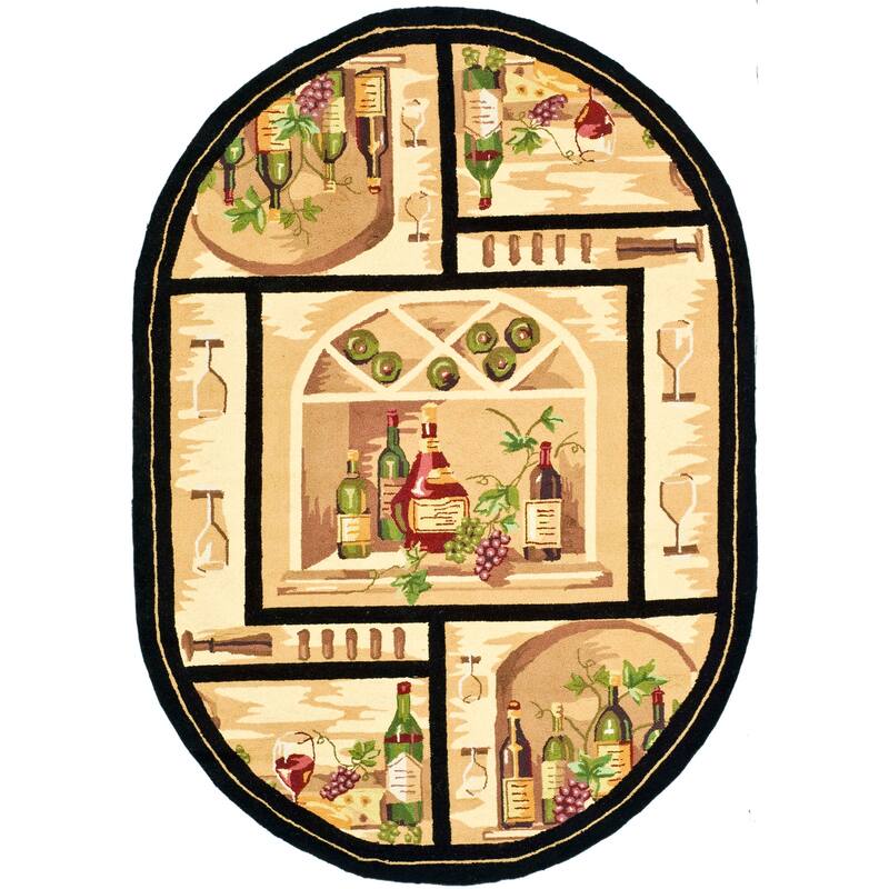 SAFAVIEH Handmade Chelsea Ardie French Country Wool Rug - 7'6" x 9'6" Oval - Gold/Multi