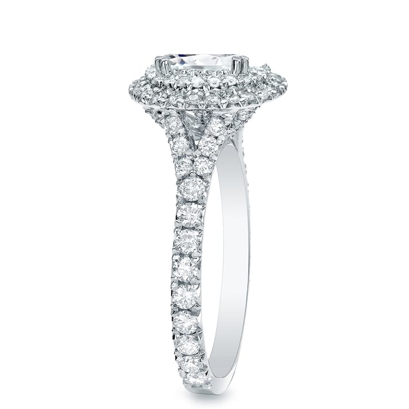 Auriya 14k Gold 1 1/2ctw Double Halo Diamond Engagement Ring