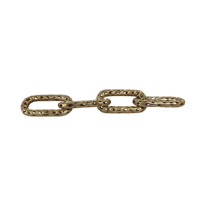 Metal Coastal Chain Sculpture with Textured Links and Openwork Design