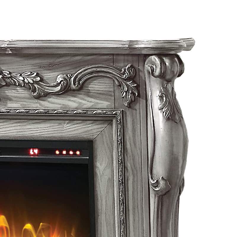 Ally 47 Inch Classic Electric Fireplace, Scrolled Trim, Remote, Timer, Gray