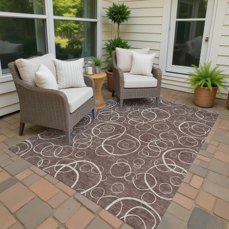 Machine Washable Indoor/ Outdoor Contemporary Nexus Chantille Rug - Brown - 8' x 10'