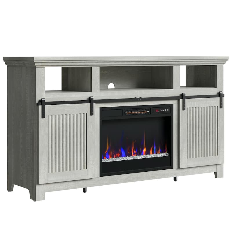 Bestier 60'' Fireplace TV Stand with Electric Fireplace Heater & Storage Cabinet for TVs up to 65 Inch