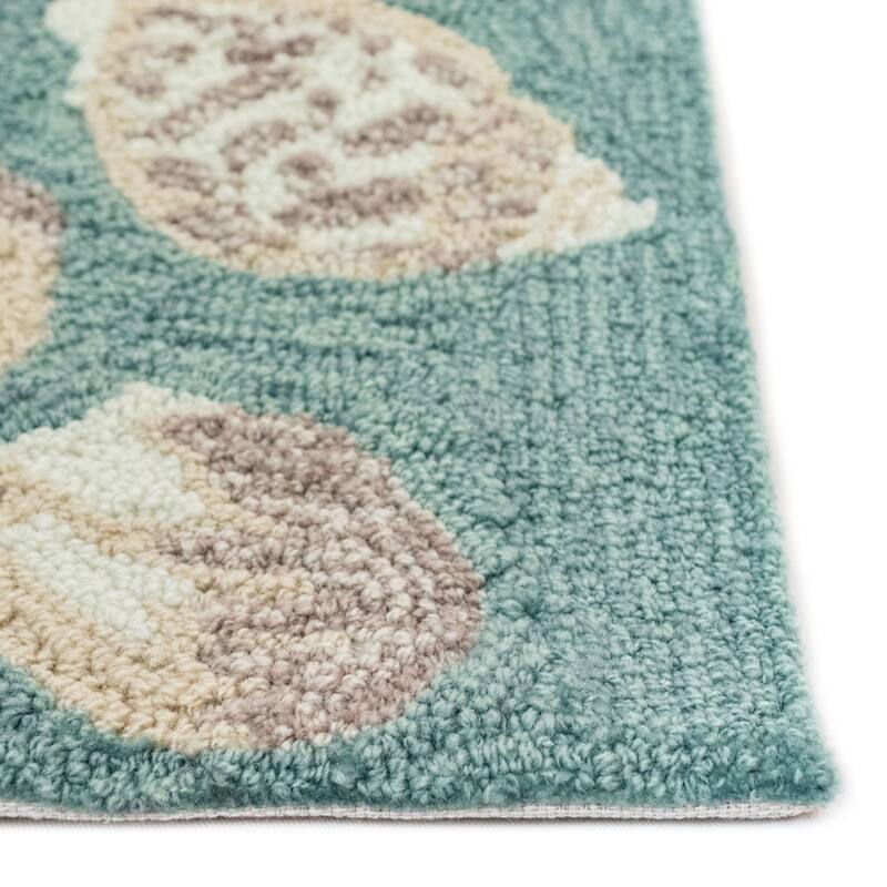 Liora Manne Capri Seashell Border Indoor/Outdoor Rug Aqua