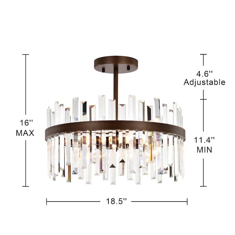 Casandra Glossy Brass 5-Light Drum Crystal Glass Flush Mount
