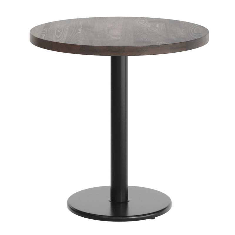 Round Solid Wood Commercial Tabletop with 18" Round Dining Height Base - 30"W x 30"D x 29.5"H