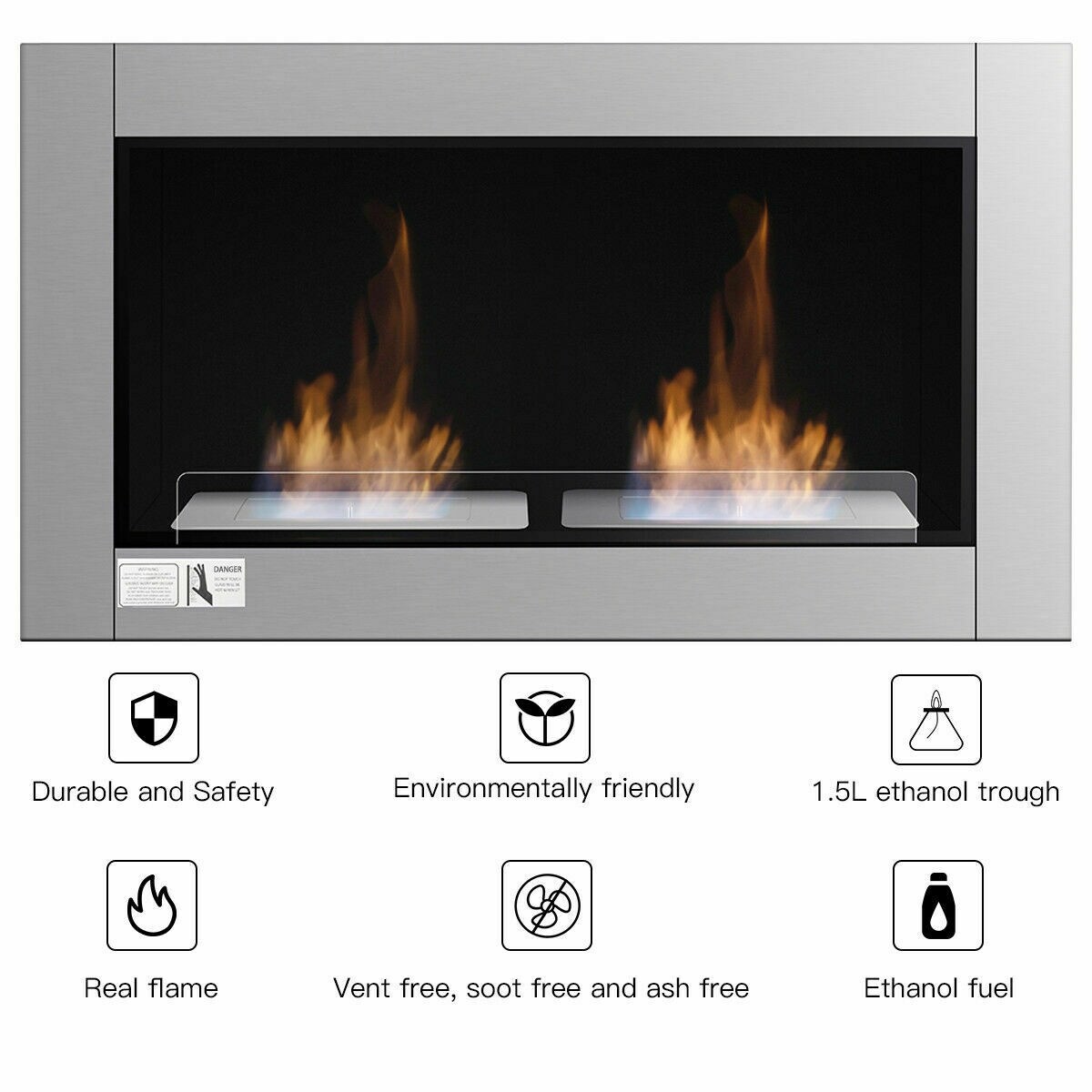 Shop Gymax 38 Inch Wall Mounted Bio Ethanol Fireplace Ventless