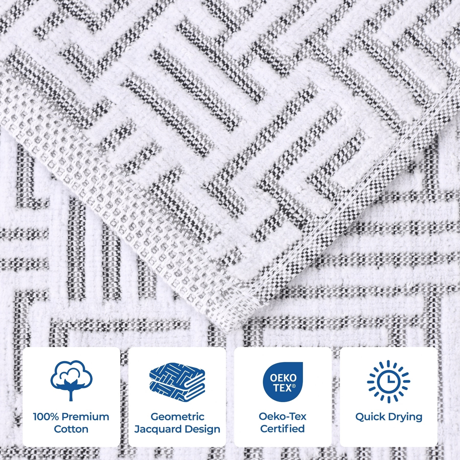 Luxury Geometric Jacquard Cotton Bath Sheet-image