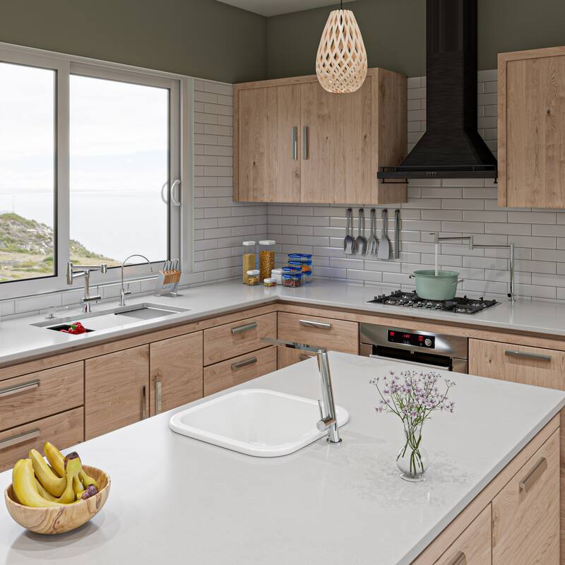 ALFI brand AB3418DBUM-W White 33" Granite Composite Workstation Step Rim Double Bowl Undermount Sink with Accessories