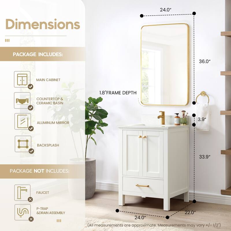 Shannon 24" Single Vanity with Composite Stone Countertop & Mirror