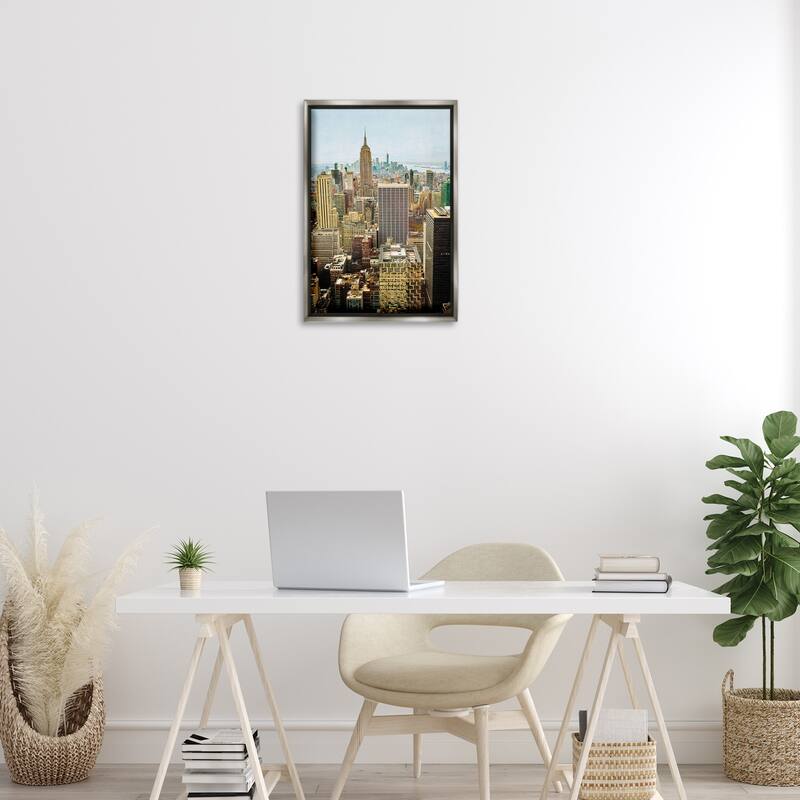 Stupell Overlooking Cityscape Buildings Framed Floater Canvas Wall Art Design By Seven Trees Design