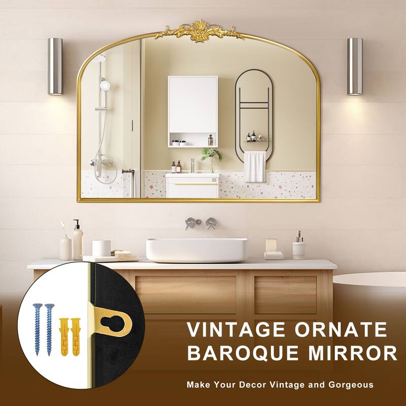 Vintage Carved Arched Mirror Baroque Mirror